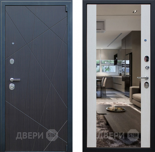 Входная металлическая Дверь АСД Вектор с зеркалом Лиственница белая в Котельниках