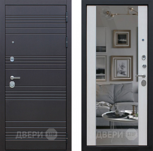 Входная металлическая Дверь АСД Дуэт с зеркалом Лиственница белая в Котельниках