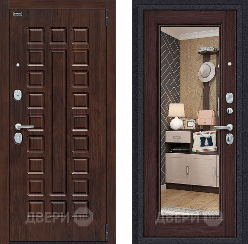 Входная металлическая Дверь Bravo Оптим Урбан с зеркалом Wenge Veralinga в Котельниках