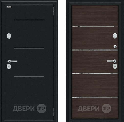 Входная металлическая Дверь Bravo Thermo Лайн Букле черное/Wenge Veralinga в Котельниках