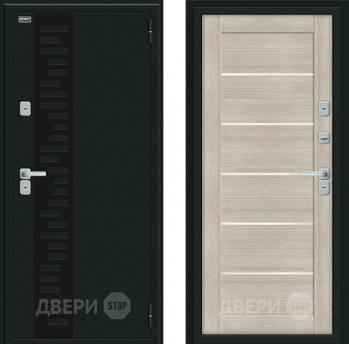 Дверь Bravo Thermo Техно Декор Букле черное/Cappuccino Veralinga в Котельниках