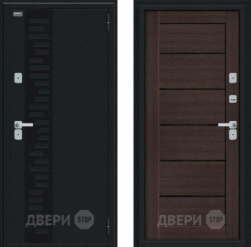 Входная металлическая Дверь Bravo Thermo Техно Декор Букле черное/Wenge Veralinga в Котельниках