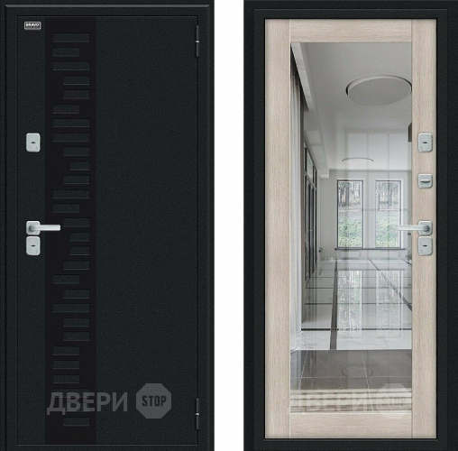 Входная металлическая Дверь Bravo Thermo Флэш Декор Букле черное/Cappuccino Veralinga в Котельниках