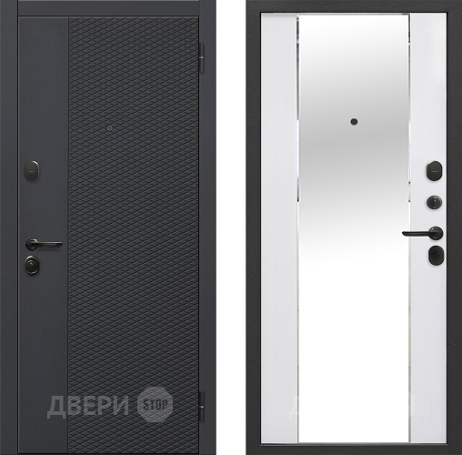 Входная металлическая Дверь Флорида Зеркало Фацет Эммалит Белый в Котельниках