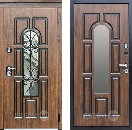 Входная металлическая Дверь Сударь МХ-32 Винорит Темный Дуб с Ковкой и окном в Котельниках