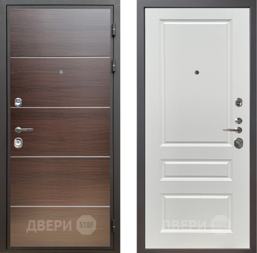 Входная металлическая Дверь Шелтер (SHELTER) Комфорт Венге структурный горизонт 1 Белый ясень в Котельниках