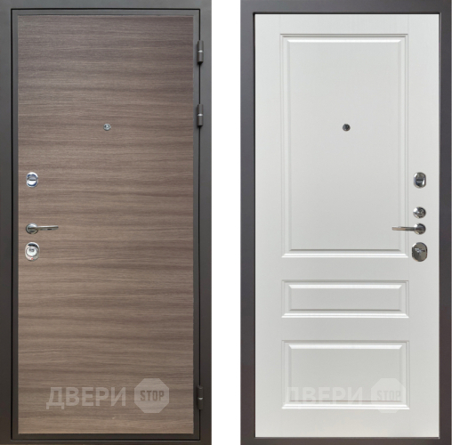 Входная металлическая Дверь Шелтер (SHELTER) Комфорт Дуб тоскано поперечный 1 Белый ясень в Котельниках