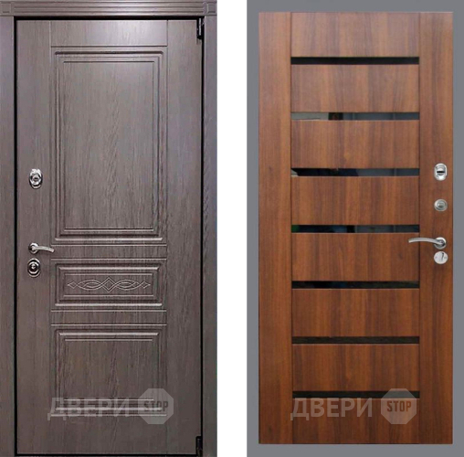 Входная металлическая Дверь Рекс (REX) Пренмиум-S СБ-14 стекло черное Орех бренди в Котельниках