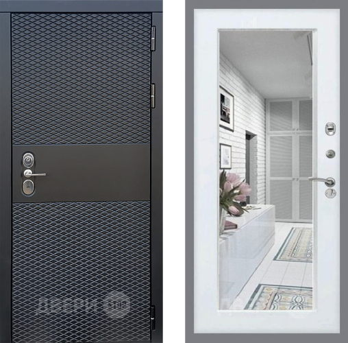 Входная металлическая Дверь Стоп БЛЭК CISA Зеркало Белый ясень в Котельниках