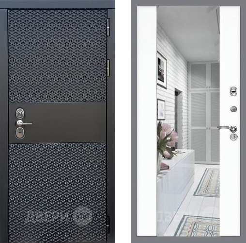 Входная металлическая Дверь Стоп БЛЭК CISA Зеркало СБ-16 Силк Сноу в Котельниках