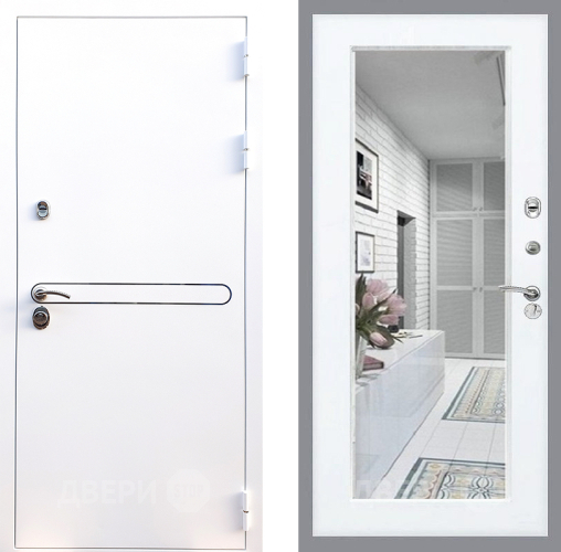 Входная металлическая Дверь Стоп Лайн Вайт Зеркало Силк Сноу в Котельниках