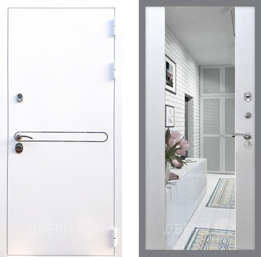 Входная металлическая Дверь Стоп Лайн Вайт Зеркало СБ-16 Лиственница беж в Котельниках