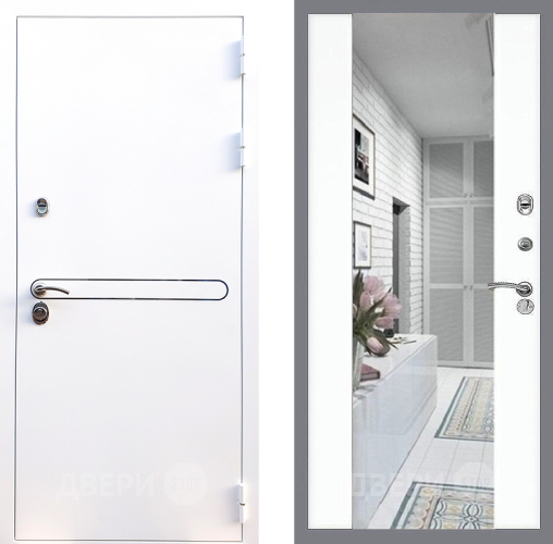 Входная металлическая Дверь Стоп Лайн Вайт Зеркало СБ-16 Силк Сноу в Котельниках