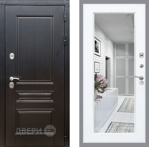 Входная металлическая Дверь Стоп МЕГАПОЛИС Зеркало Силк Сноу в Котельниках