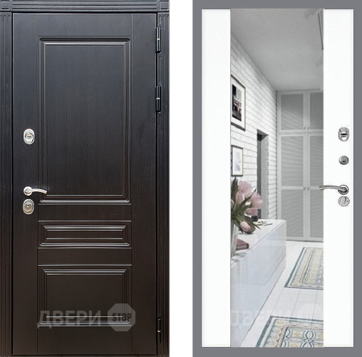 Входная металлическая Дверь Стоп МЕГАПОЛИС Зеркало СБ-16 Силк Сноу в Котельниках