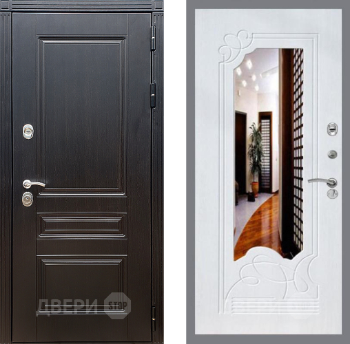 Входная металлическая Дверь Стоп МЕГАПОЛИС ЗкркалоФЛ-147 Ясень белый в Котельниках