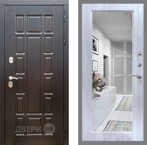 Входная металлическая Дверь Стоп НЬЮ ЙОРК Зеркало Сандал белый в Котельниках