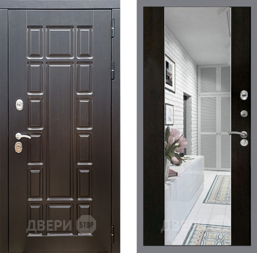 Входная металлическая Дверь Стоп НЬЮ ЙОРК Зеркало СБ-16 Венге в Котельниках