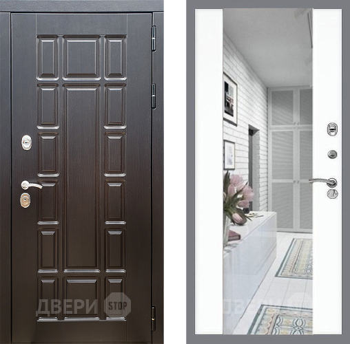 Входная металлическая Дверь Стоп НЬЮ ЙОРК Зеркало СБ-16 Силк Сноу в Котельниках