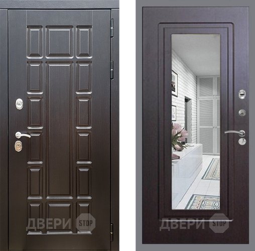 Входная металлическая Дверь Стоп НЬЮ ЙОРК Зеркало ФЛ-120 Венге в Котельниках