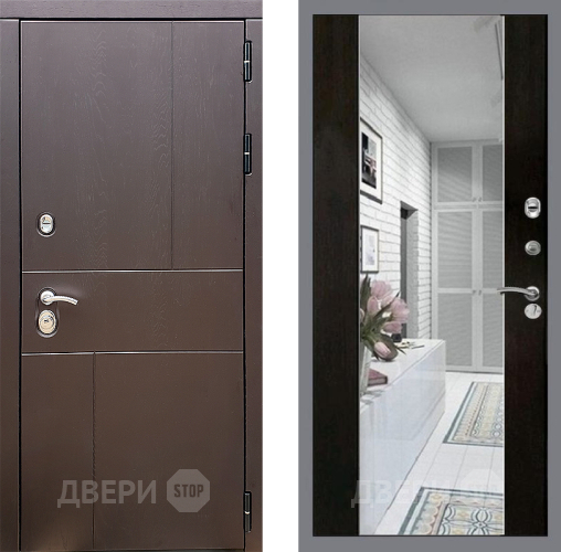 Входная металлическая Дверь Стоп УРБАН Зеркало СБ-16 Венге в Котельниках