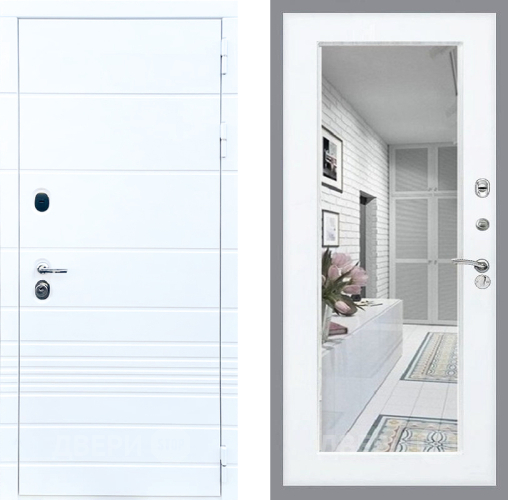 Входная металлическая Дверь Стоп ТРЕНДО Зеркало Силк Сноу в Котельниках