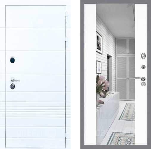 Входная металлическая Дверь Стоп ТРЕНДО Зеркало СБ-16 Силк Сноу в Котельниках