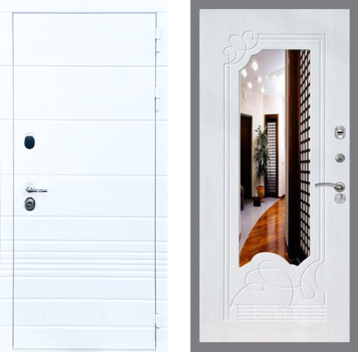 Входная металлическая Дверь Стоп ТРЕНДО ЗкркалоФЛ-147 Ясень белый в Котельниках