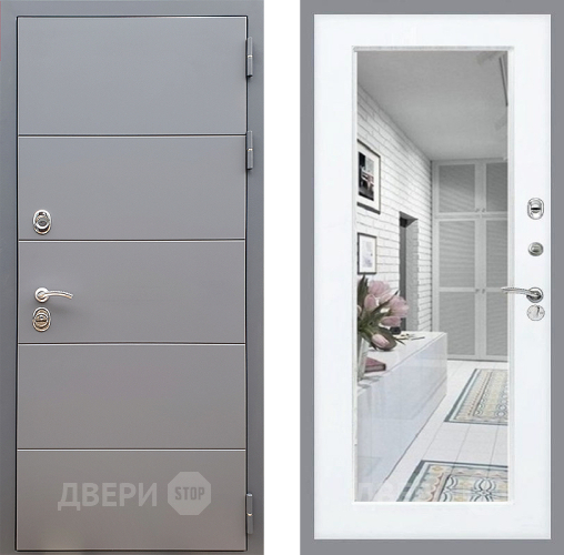 Входная металлическая Дверь Стоп АРТ ГРАФИТ Зеркало Силк Сноу в Котельниках