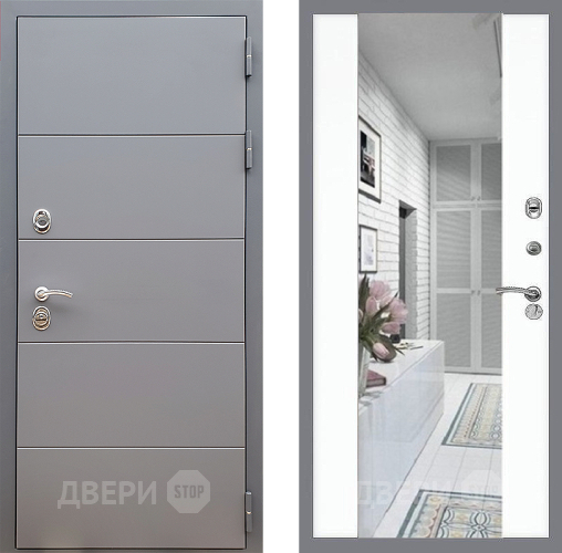 Входная металлическая Дверь Стоп АРТ ГРАФИТ Зеркало СБ-16 Силк Сноу в Котельниках