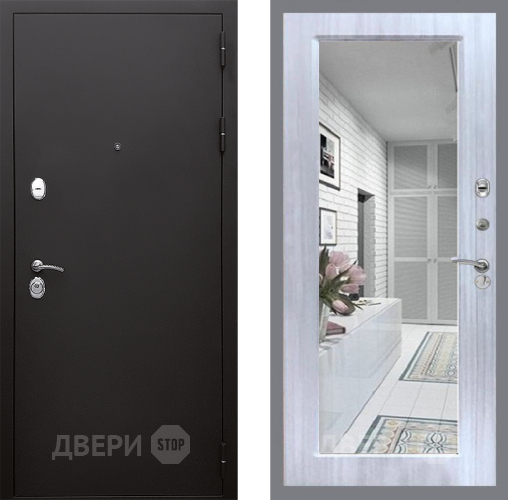 Входная металлическая Дверь Стоп КЛАССИК Шагрень Зеркало Сандал белый в Котельниках