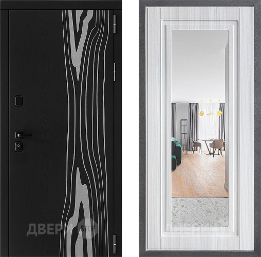 Входная металлическая Дверь Дверной континент ДК-12 ФЛЗ Зеркало Сандал белый в Котельниках