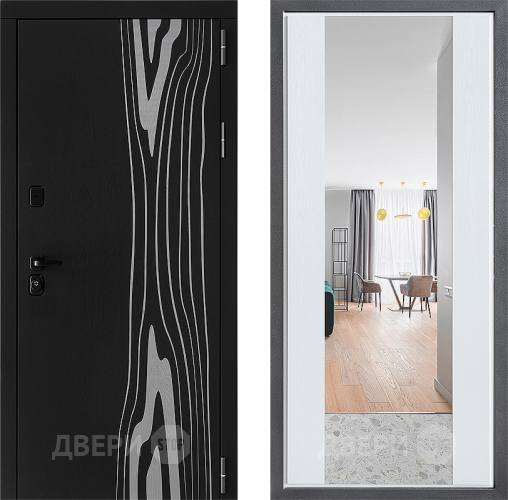 Входная металлическая Дверь Дверной континент ДК-12 ФЛЗ-1 Зеркало Белое дерево в Котельниках