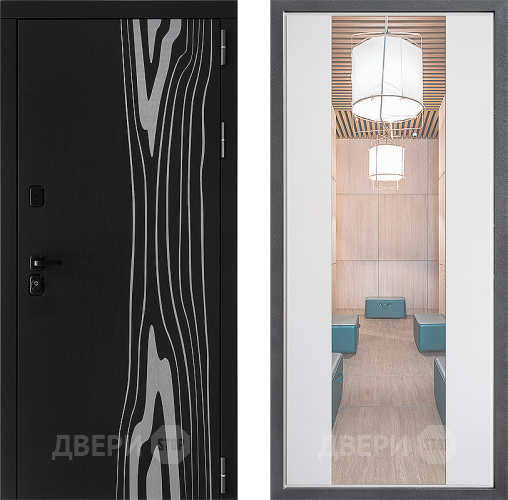 Входная металлическая Дверь Дверной континент ДК-12 ФЛЗ-1 Зеркало Белый софт в Котельниках