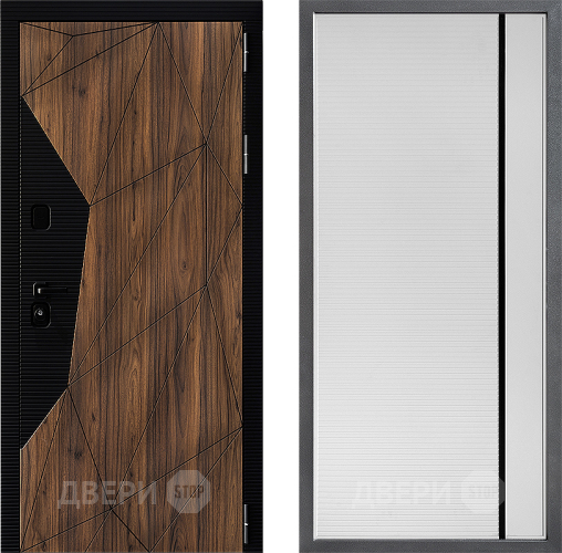 Входная металлическая Дверь Дверной континент ДК-11 ФЛ-757 Черное Стекло Софт милк в Котельниках