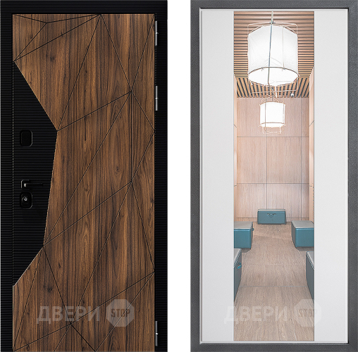 Входная металлическая Дверь Дверной континент ДК-11 ФЛЗ-1 Зеркало Белый софт в Котельниках