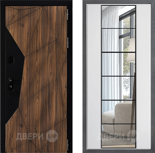 Входная металлическая Дверь Дверной континент ДК-11 ФЛЗ-2 Зеркало Белый софт в Котельниках