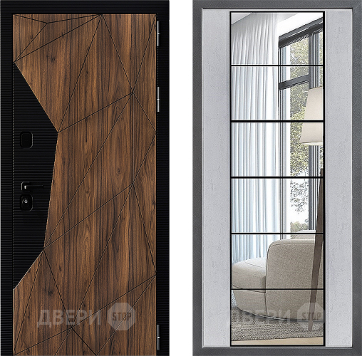 Дверь Дверной континент ДК-11 ФЛЗ-2 Зеркало Бетон светлый в Котельниках