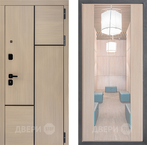 Входная металлическая Дверь Дверной континент ДК-14 ФЛЗ-1 Зеркало Капучино в Котельниках