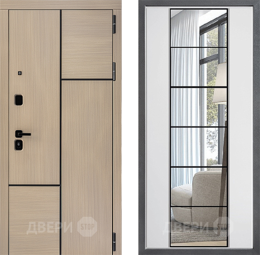 Входная металлическая Дверь Дверной континент ДК-14 ФЛЗ-2 Зеркало Белый софт в Котельниках