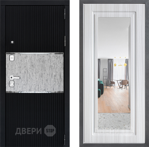 Входная металлическая Дверь Дверной континент ДК-13 ФЛЗ Зеркало Сандал белый в Котельниках