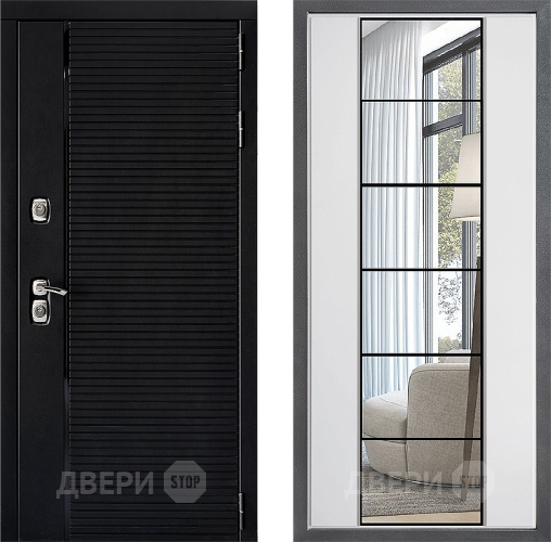 Входная металлическая Дверь Дверной континент ДК-1 ФЛЗ-2 Зеркало Белый софт в Котельниках