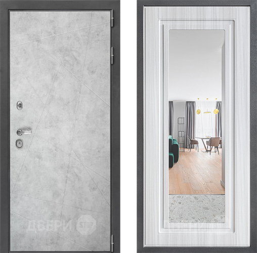 Входная металлическая Дверь Дверной континент ДК-3/743 ФЛЗ Зеркало Сандал белый в Котельниках