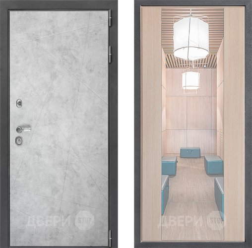 Входная металлическая Дверь Дверной континент ДК-3/743 ФЛЗ-1 Зеркало Капучино в Котельниках