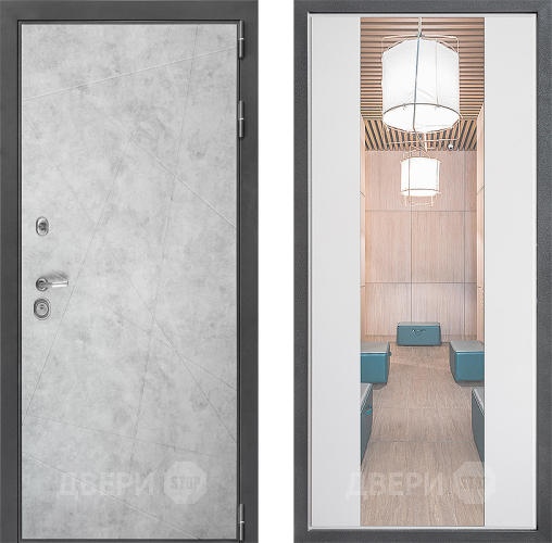 Входная металлическая Дверь Дверной континент ДК-3/743 ФЛЗ-1 Зеркало Белый софт в Котельниках