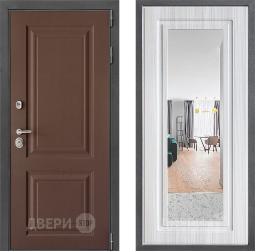 Входная металлическая Дверь Дверной континент ДК-3/729 ФЛЗ Зеркало Сандал белый в Котельниках