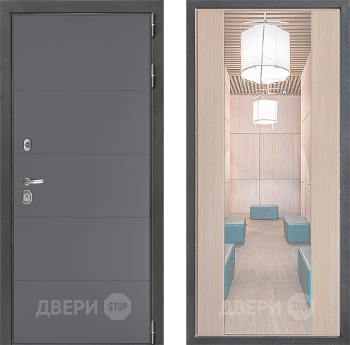 Входная металлическая Дверь Дверной континент ДК-3/649 ФЛЗ-1 Зеркало Капучино в Котельниках