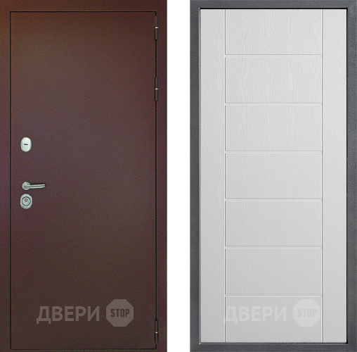 Входная металлическая Дверь Дверной континент Рубикон Медь Дизайн ФЛ-Лайн Белое дерево в Котельниках