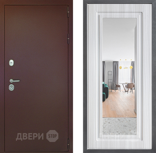 Входная металлическая Дверь Дверной континент Рубикон Медь Дизайн ФЛЗ Зеркало Сандал белый в Котельниках