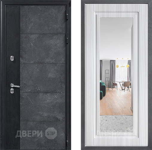 Входная металлическая Дверь Дверной континент ДК-15 Бетон ТЕРМО ФЛЗ Зеркало Сандал белый в Котельниках
